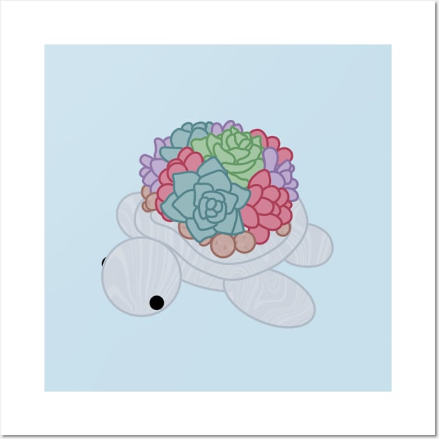 Grey Succulent Turtle Wall Art by T-RAZR